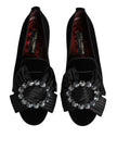 Black VATICANO Crystal Ribbon Slip On Shoes