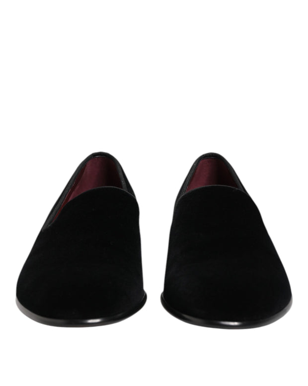 Black Velvet Slip On Loafers Men Formal Shoes