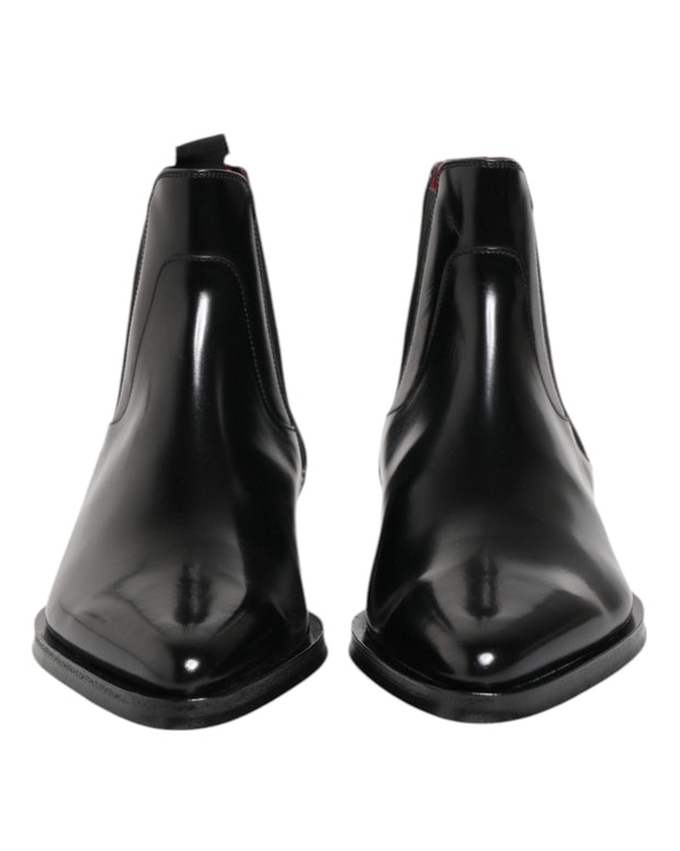 Black Leather MILLENIALS Mid Calf Boots Shoes