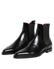Black Leather MILLENIALS Mid Calf Boots Shoes