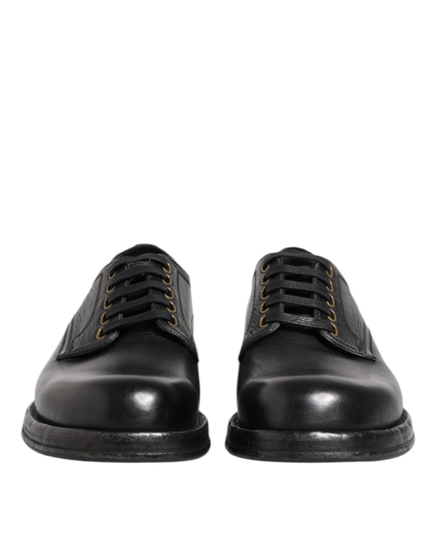 Black Leather Lace Up Derby Formal Shoes