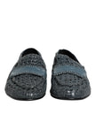 Blue Woven Raffia Slip On Loafers Shoes