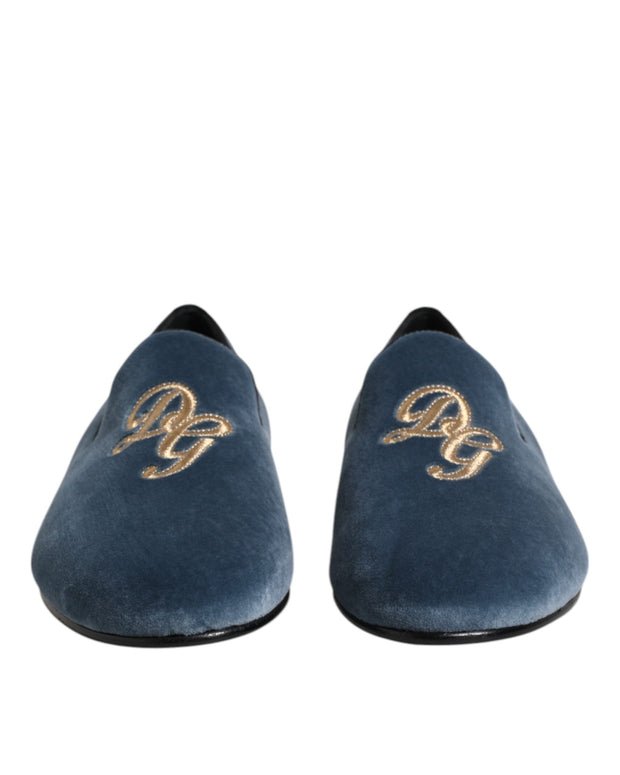 Blue Velvet DG Logo Loafers Formal Shoes