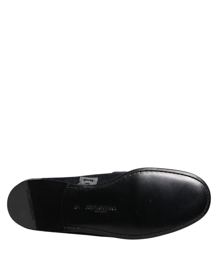 Blue Logo Cotton Loafers Formal Dress Shoes