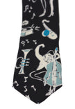 Elegant Black Music Pattern Silk Neck Tie