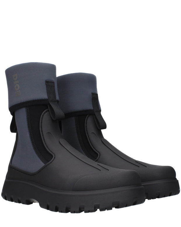 Black Cotton Ankle Boots