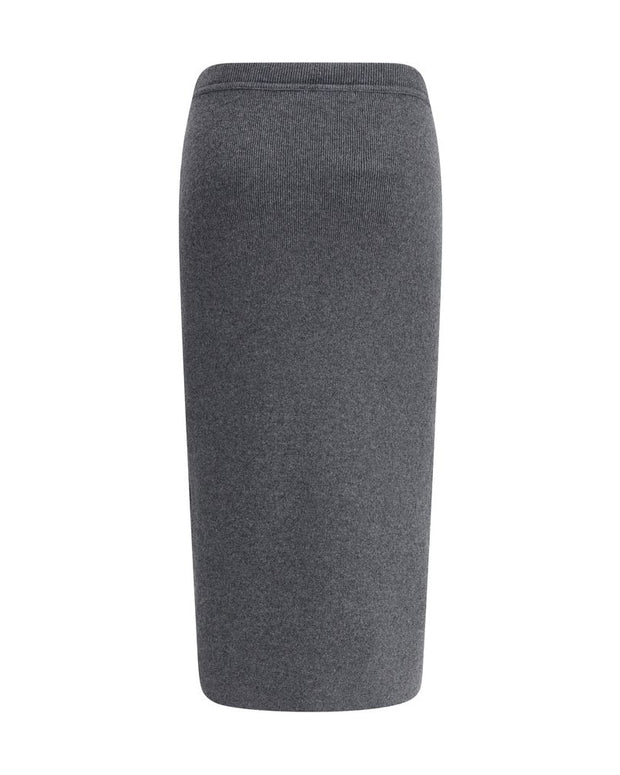 Gray Cashmere Long Skirt