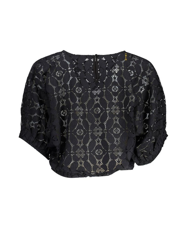 Black Polyester Tops & T-Shirt