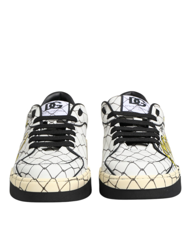 White Logo Print Low Top Men Sneakers Shoes