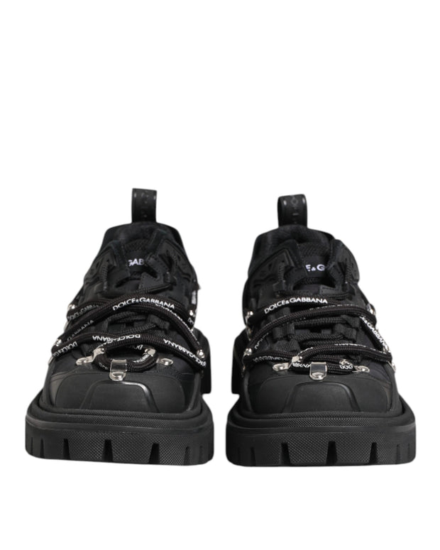 Black Low Top Lace Up Trekking Sneakers Shoes