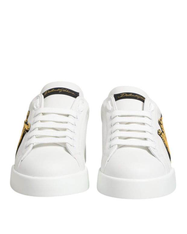 White Crown Patch Portofino Men Sneakers Shoes
