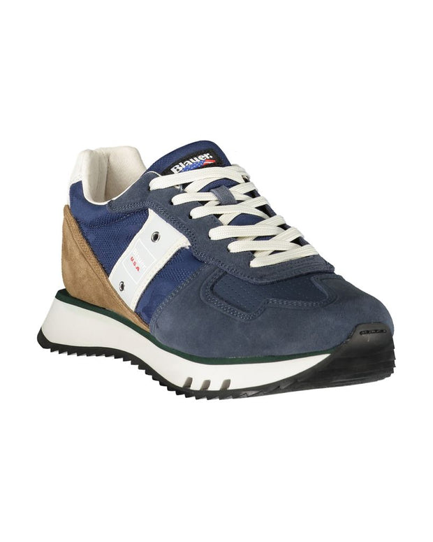 Blue Leather Men Sneaker