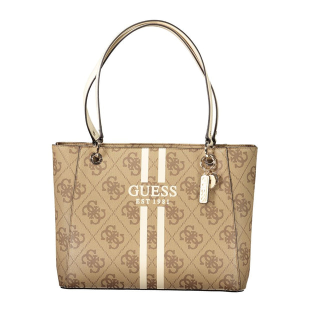 Beige Polyethylene Women Handbag