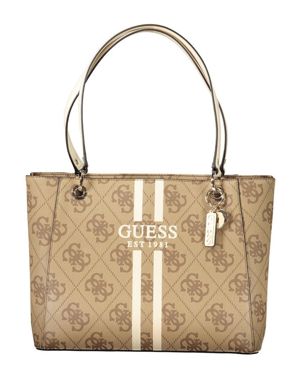 Beige Polyethylene Women Handbag