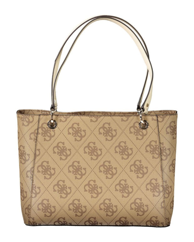 Beige Polyethylene Women Handbag