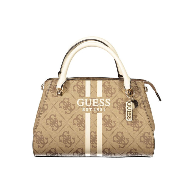 Beige Polyethylene Women Handbag