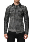 Gray Washed Cotton Stretch Denim Jacket