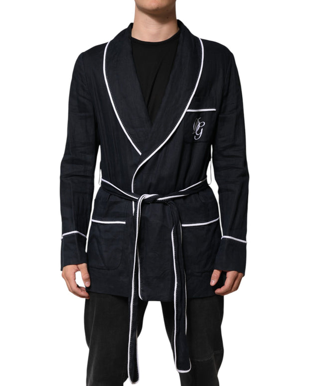 Dark Blue DG Embroidery Jacket Robe Blazer