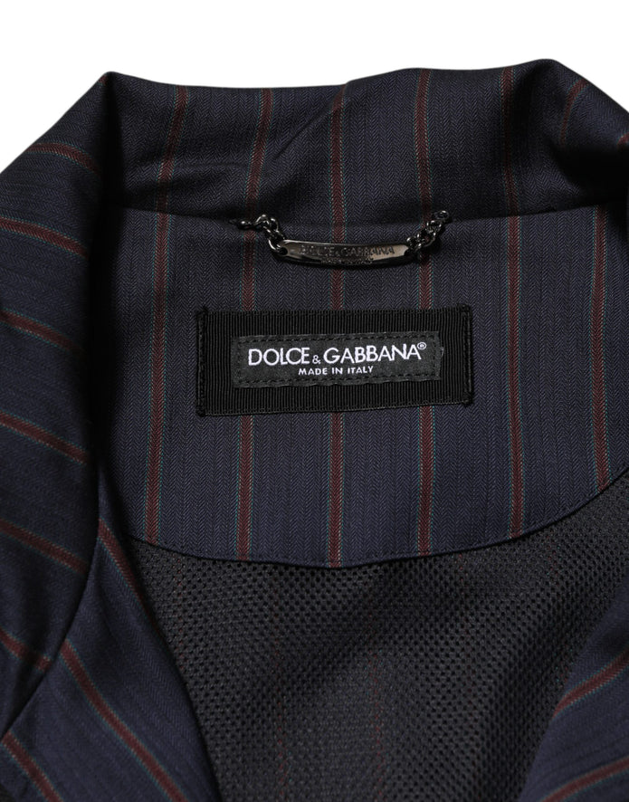 Blue Red Striped Logo Plaque Full Zip Jacket