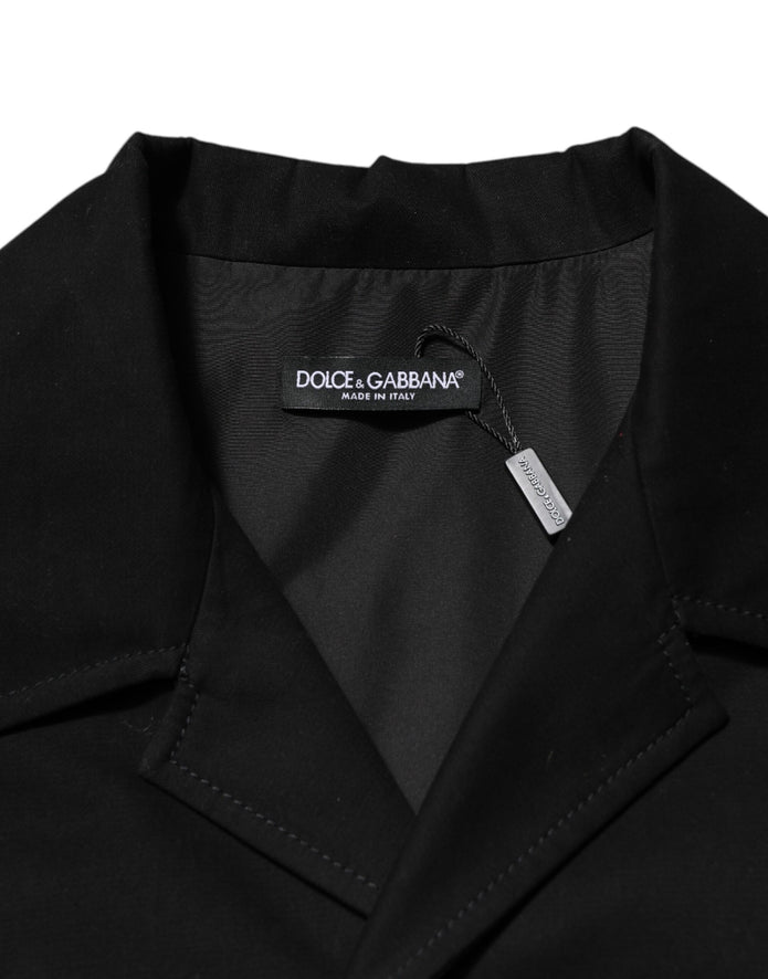Black Short Sleeve Button Men Casual Shirt