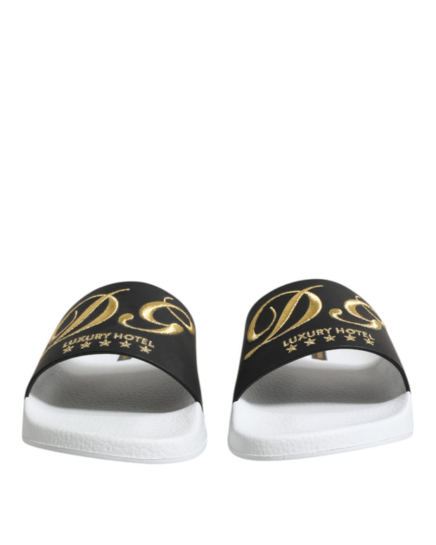 White Black Leather Sandals Beachwear Shoes