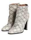 Off White Leather Heels Ankle Boots Shoes
