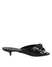 Black Leather Heels Slides Sandals Shoes