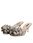 Multicolor Keira Bow Leather Peep Toe Mules Shoes