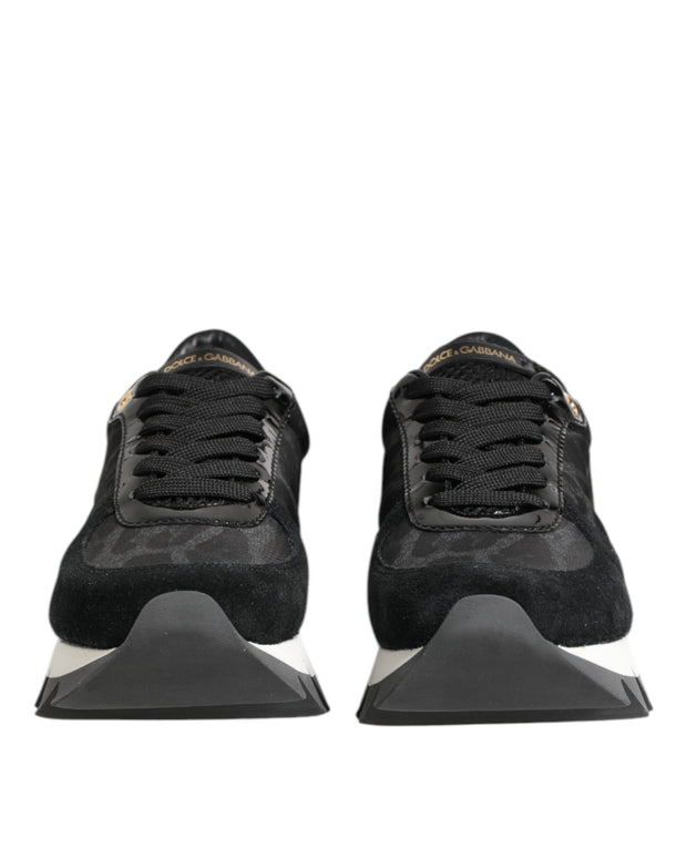 Black Gray Leopard Low Top Sneakers Shoes