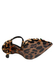 Brown Leopard Crystal Roses Pumps Shoes