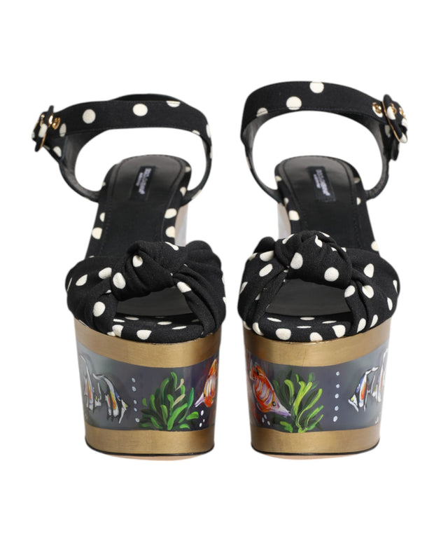 Multicolor Fish Polka Dot Wedge Sandals Shoes