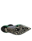 Green Stretch Sock Style Ankle Boots Shoes