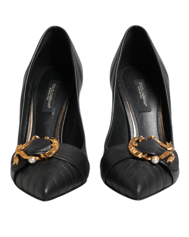 Black Devotion Leather Heels Pumps Shoes