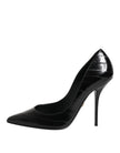 Black Leather Stiletto High Heels Pumps Shoes