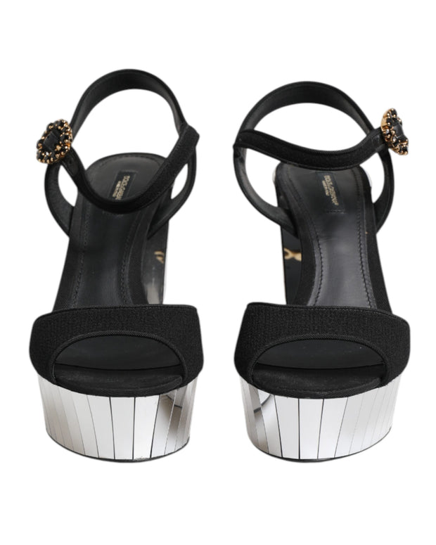 Black Crystal Ankle Strap Keira Sandal Shoes