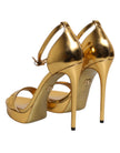 Gold Leather Platform Keira Sandals Shoes