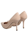 Beige Patent Leather Stiletto Heel Pumps Shoes