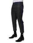 Gray Blue Cotton 3/4 Chinos Crop Trouser Pants