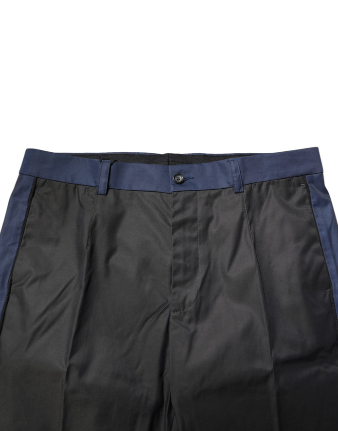 Gray Blue Cotton 3/4 Chinos Crop Trouser Pants