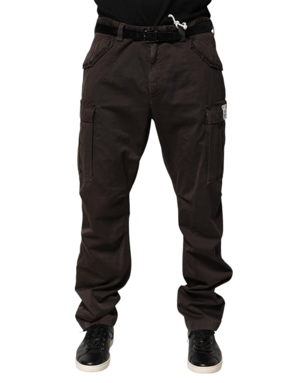 Brown Cotton Stretch Cargo Men Trouser Pants