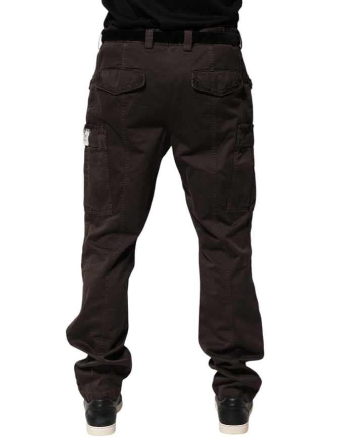 Brown Cotton Stretch Cargo Men Trouser Pants
