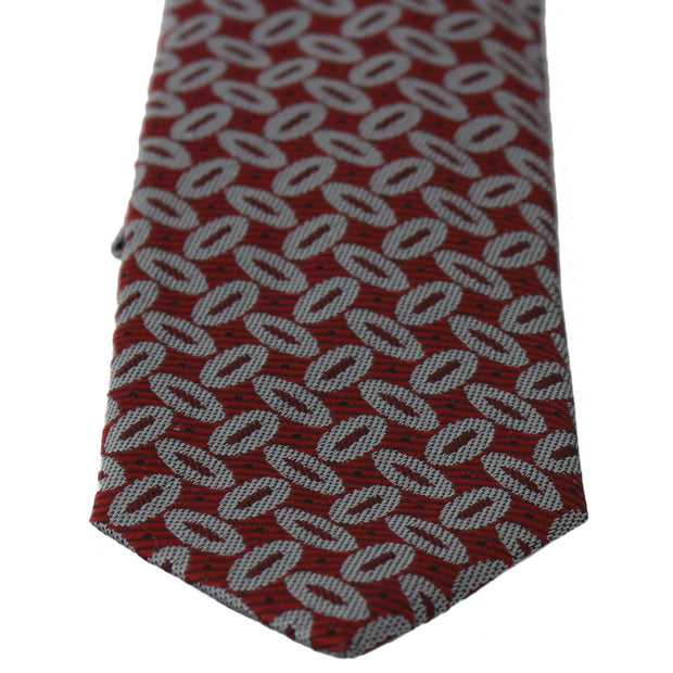 Elegant Red Printed Silk Neck Tie