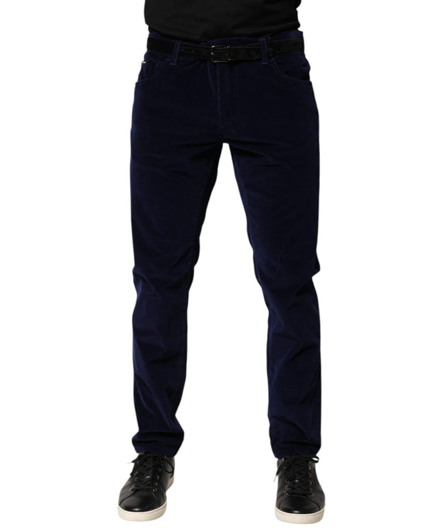 Navy Blue Cotton Tapered Formal Trouser Pants