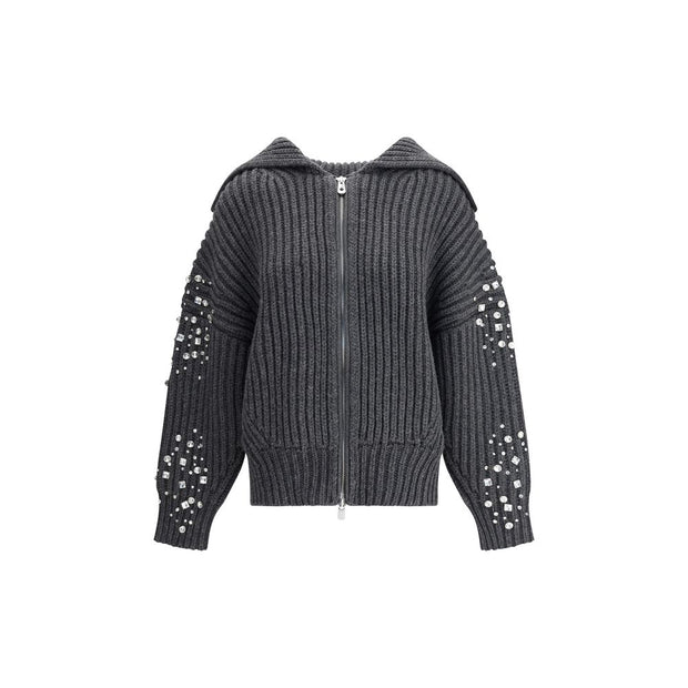 Rhinestones wool Cardigan