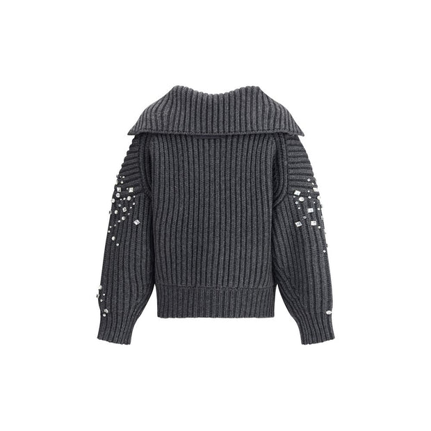 Rhinestones wool Cardigan