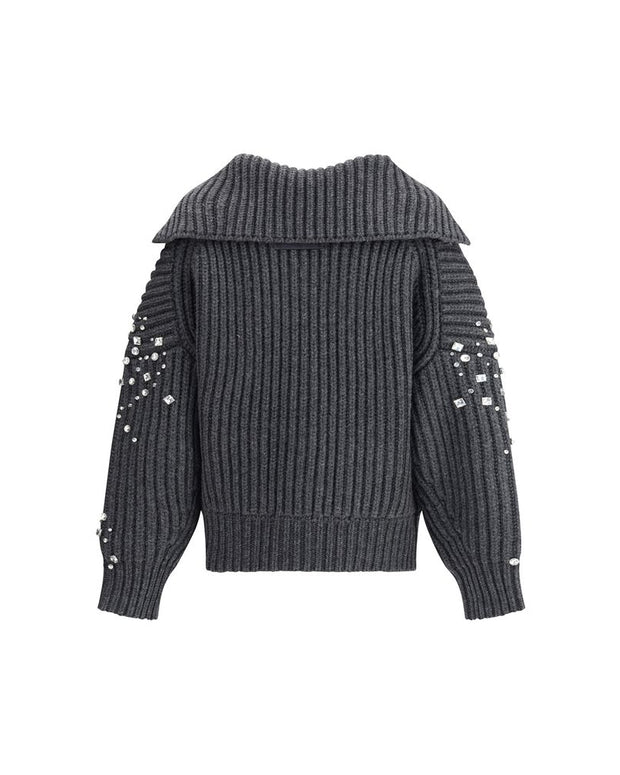 Rhinestones wool Cardigan