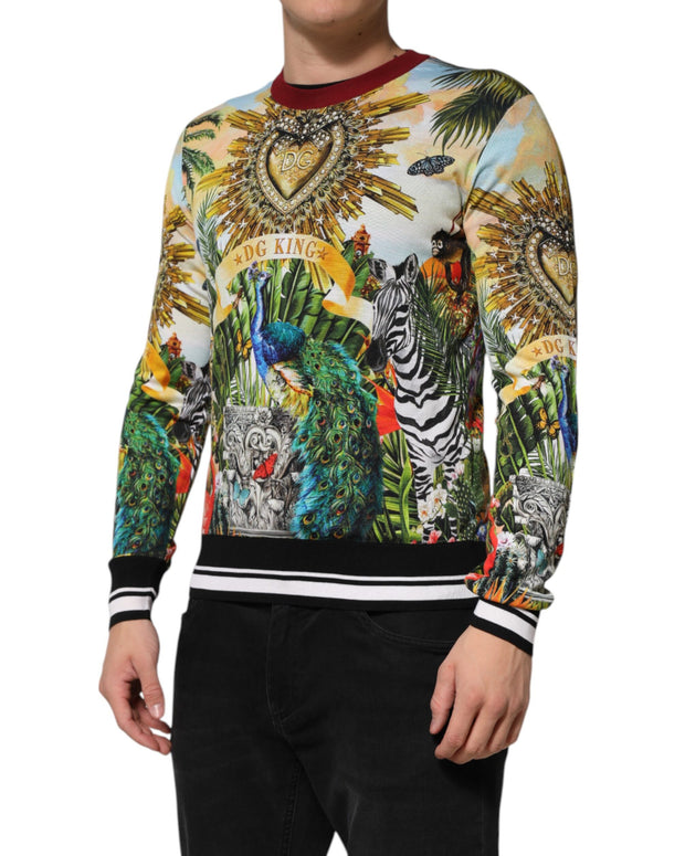Tropical Heart Crown Silk Pullover Sweater