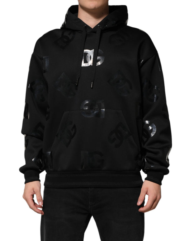Black DG Logo Hoodie Metallic Print Sweater