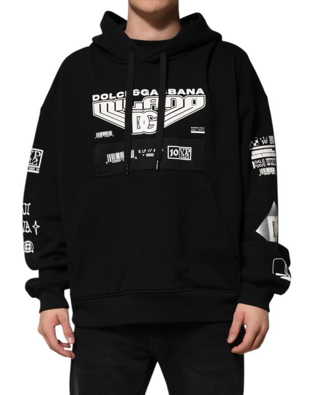 Black Cotton DG Milano Logo Print Hoodie Sweater