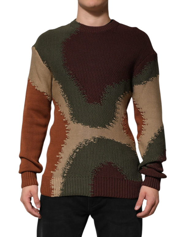 Multicolor Cotton Abstract Men Pullover Sweater